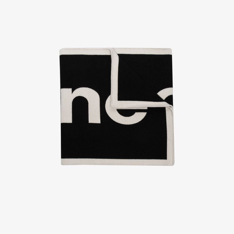 Black and White Logo Wool Scarf