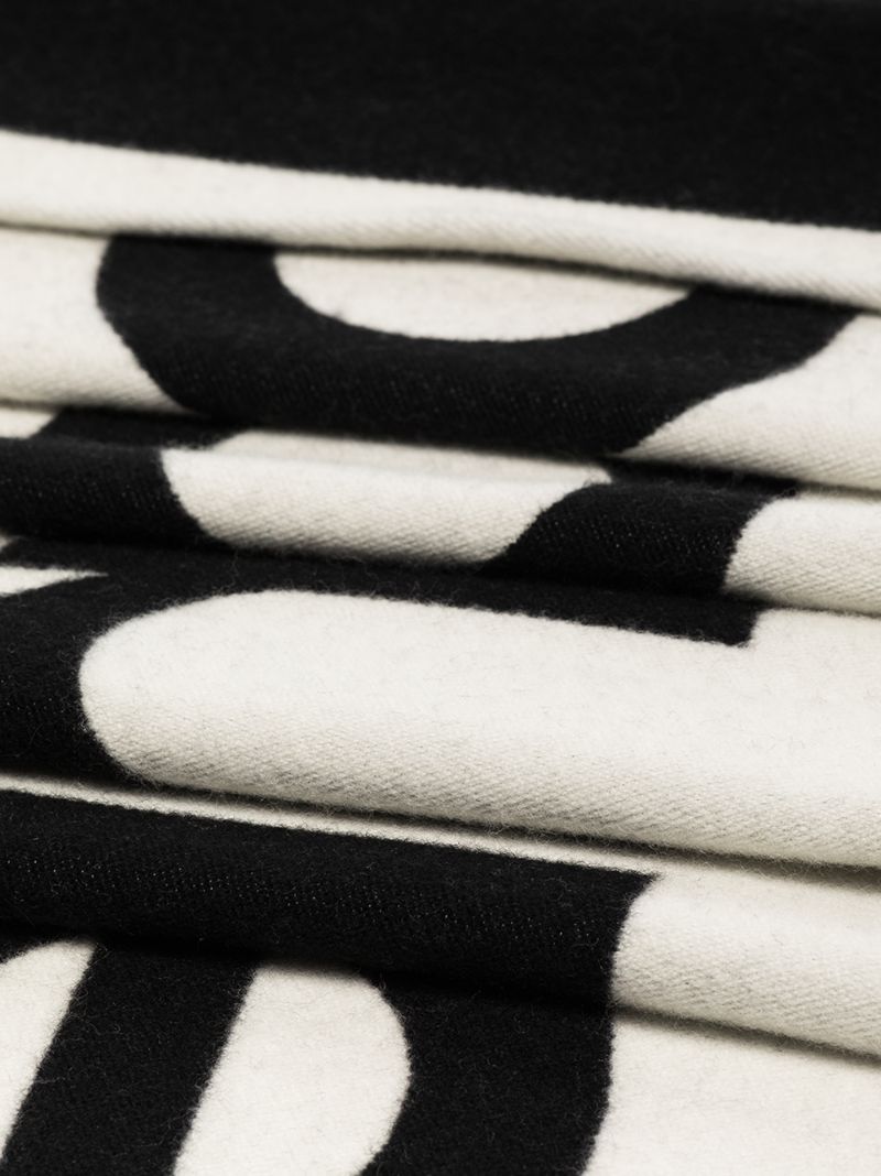 Black and White Logo Wool Scarf