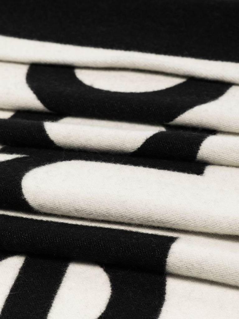 Black and White Logo Wool Scarf