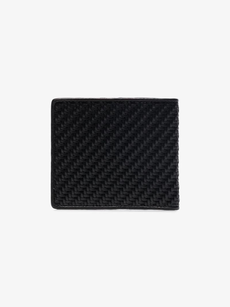 Black Bifold Woven Leather Wallet