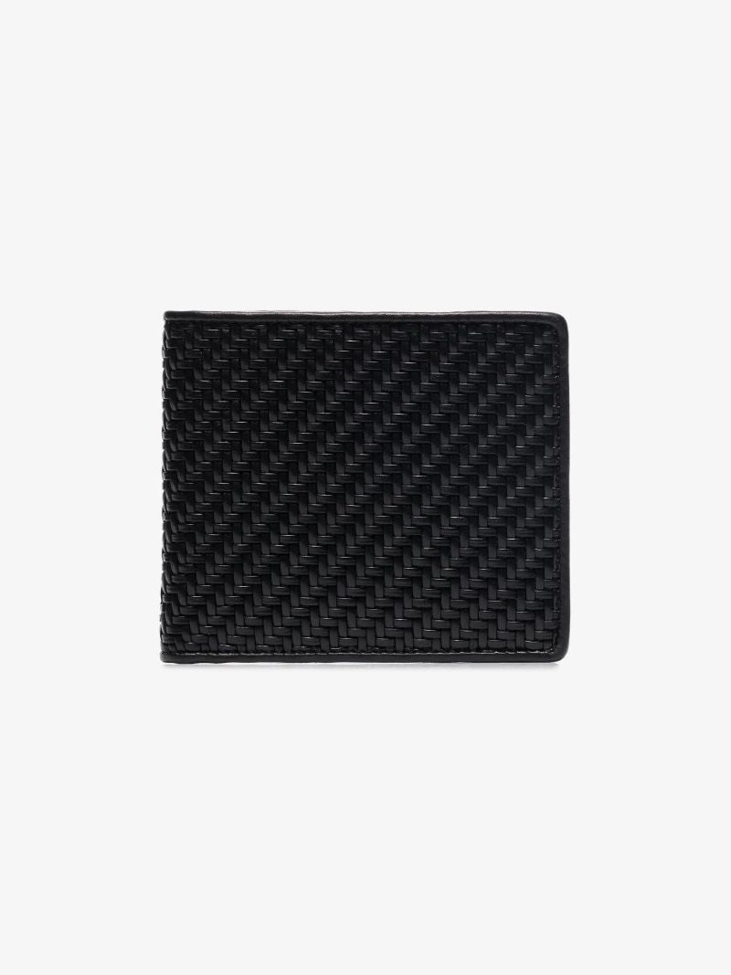 Black Bifold Woven Leather Wallet