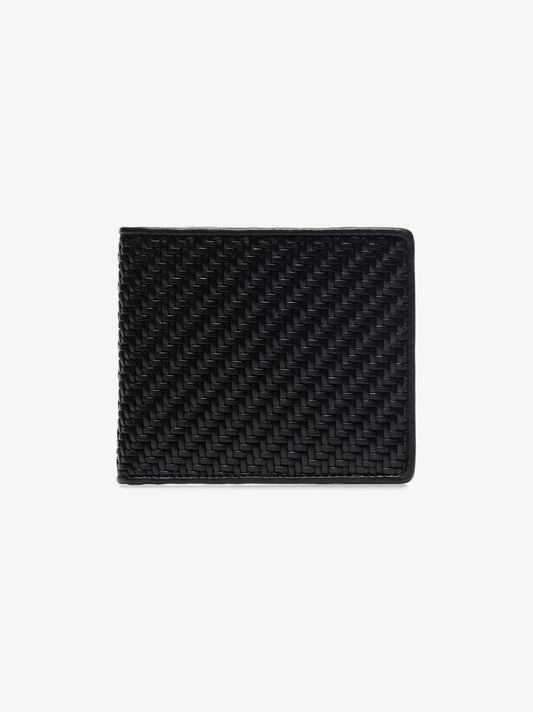 Black Bifold Woven Leather Wallet