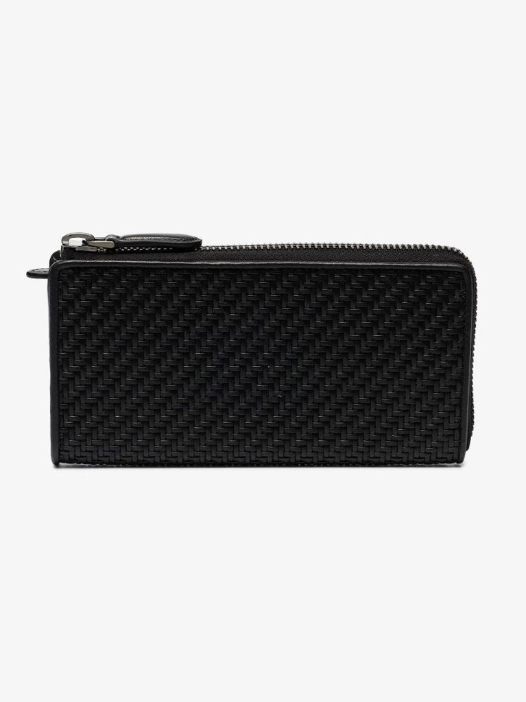 Black Pelletessuta Woven Leather Wallet
