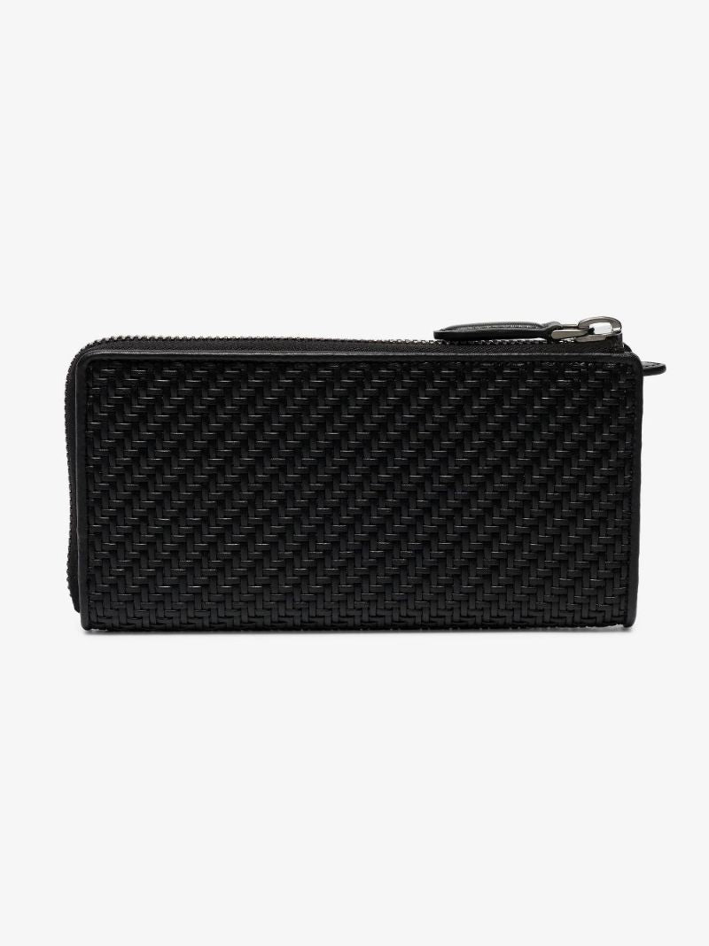 Black Pelletessuta Woven Leather Wallet