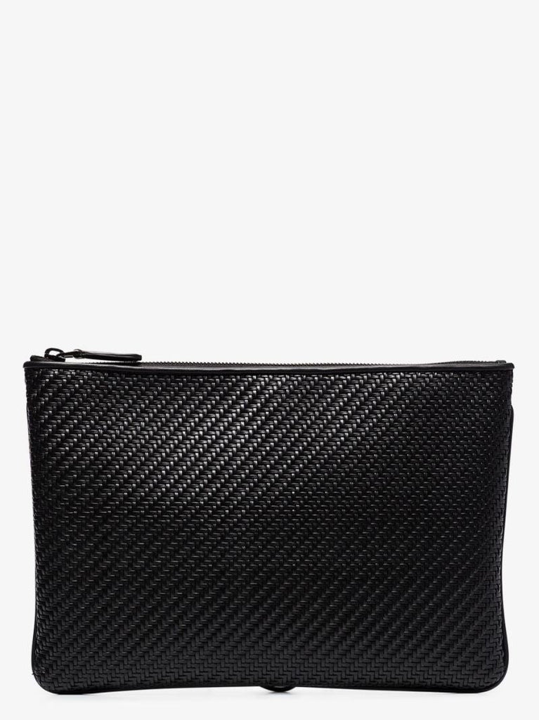 Black Woven Leather Pouch