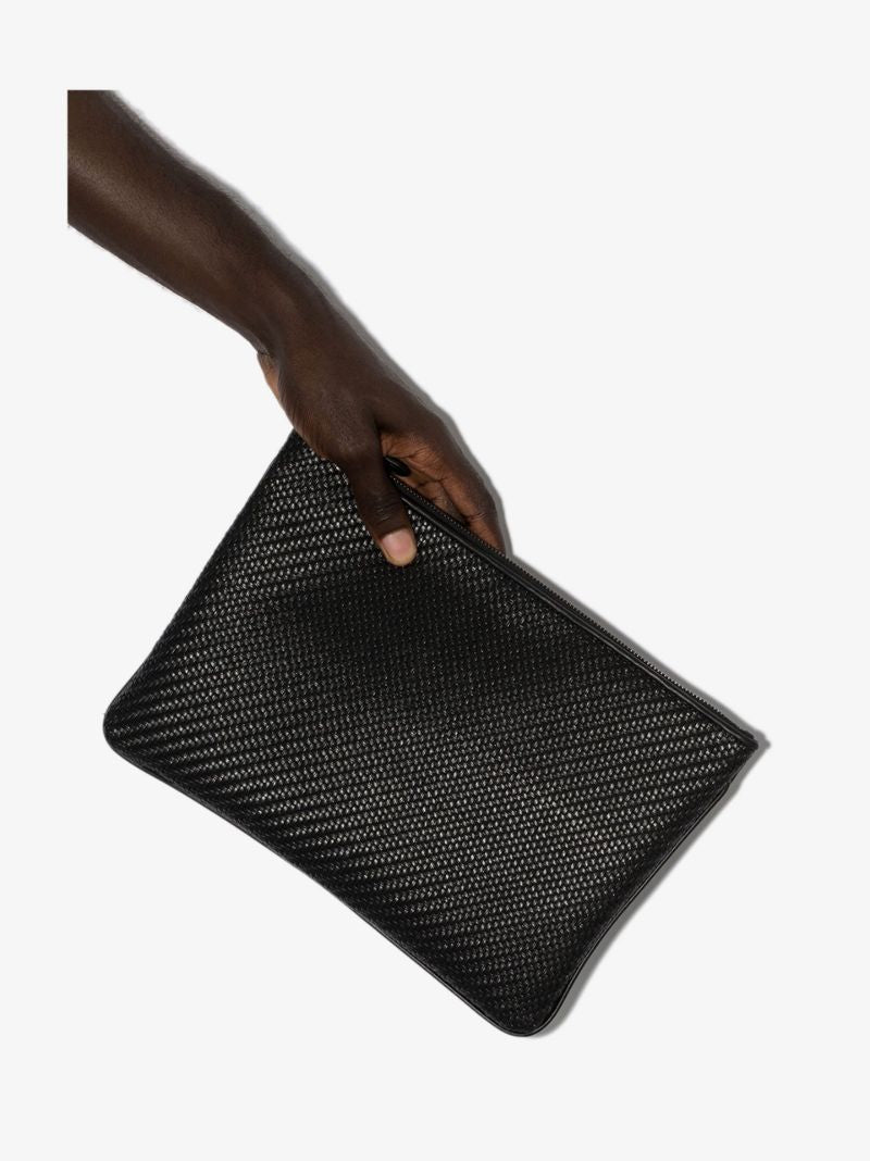 Black Woven Leather Pouch