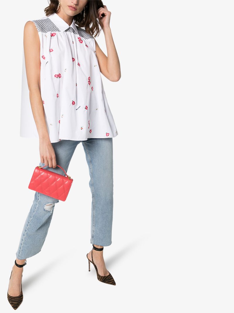 Floral Embroidered Sleeveless Shirt