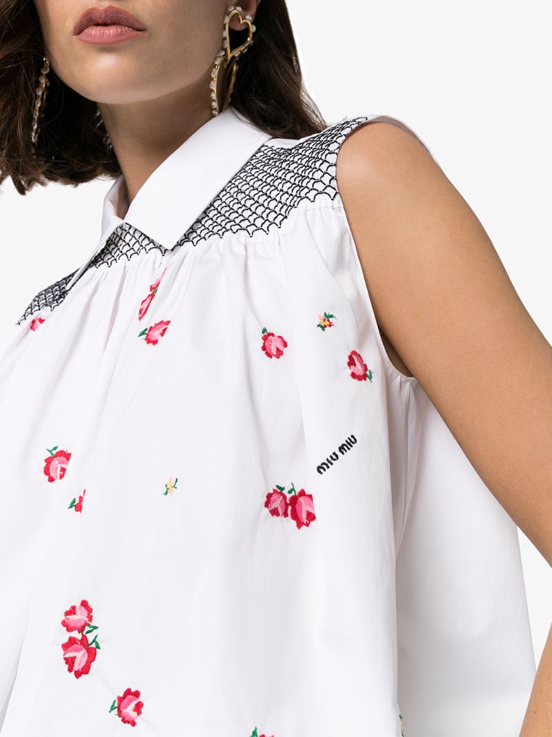 Floral Embroidered Sleeveless Shirt