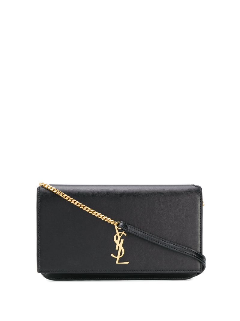 Black Monogram Leather Phone Holder Bag