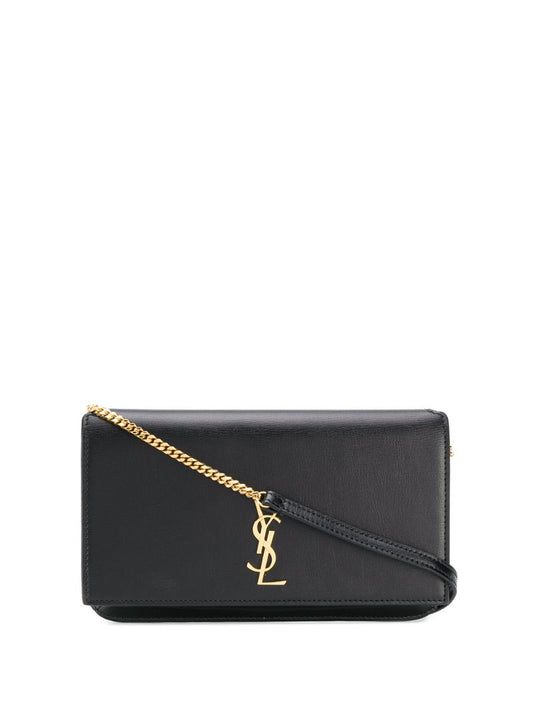 Black Monogram Leather Phone Holder Bag
