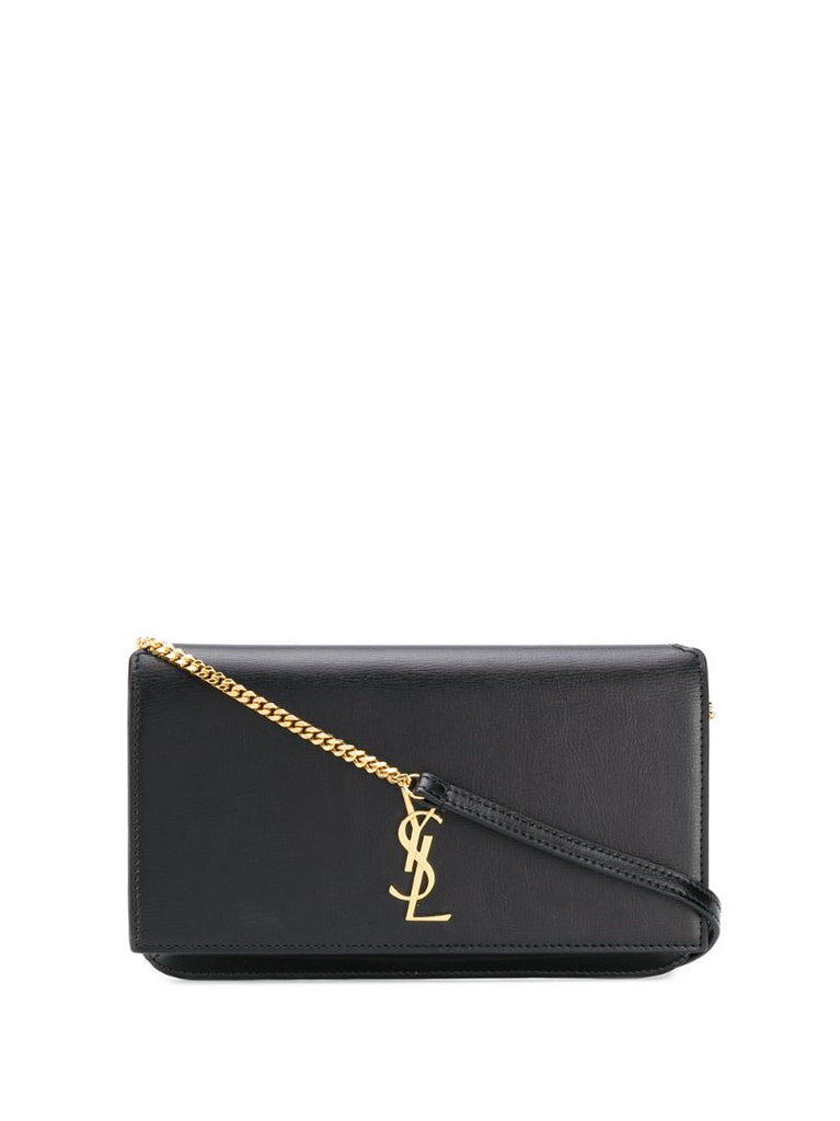 Black Monogram Leather Phone Holder Bag