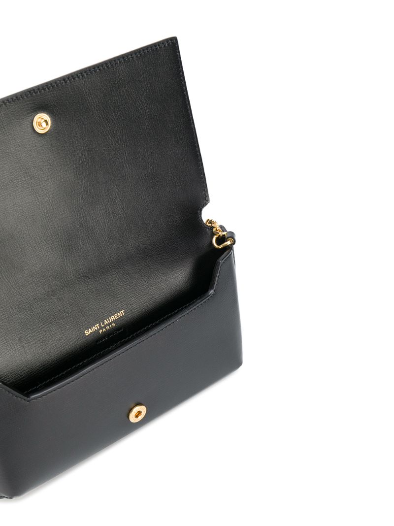 Black Monogram Leather Phone Holder Bag