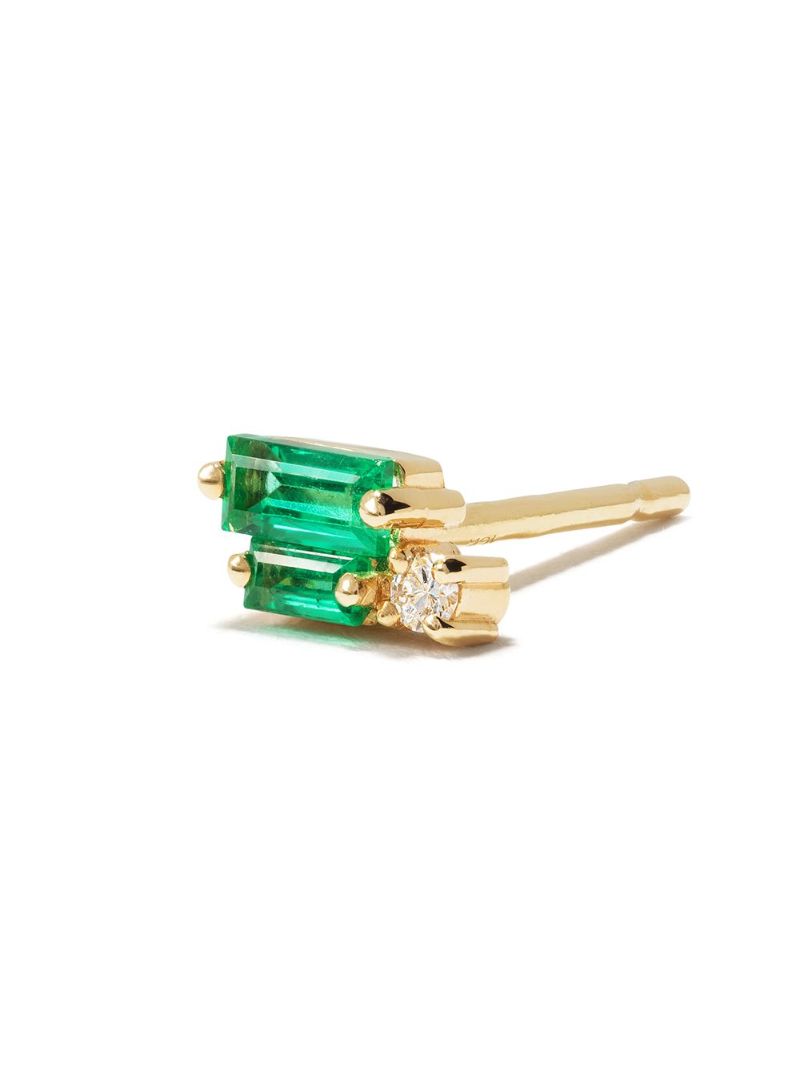 18k Yellow Gold Bold Burst Emerald and Diamond Earrings