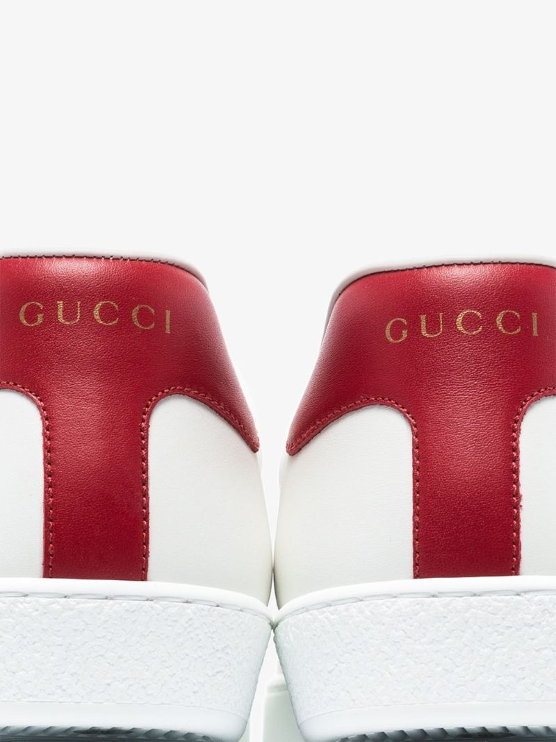 White and Red Ace Orgasmique Print Leather Sneakers
