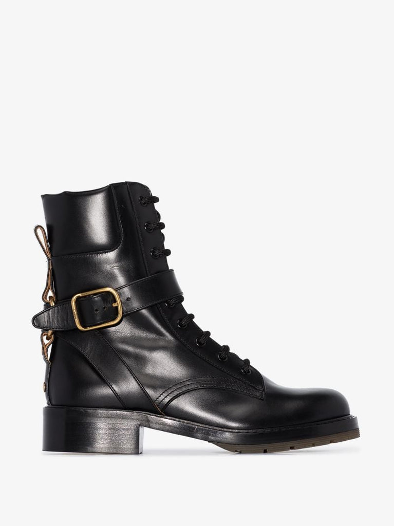 Black Diane Leather Combat Boots