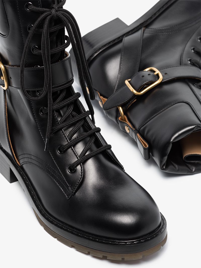 Black Diane Leather Combat Boots