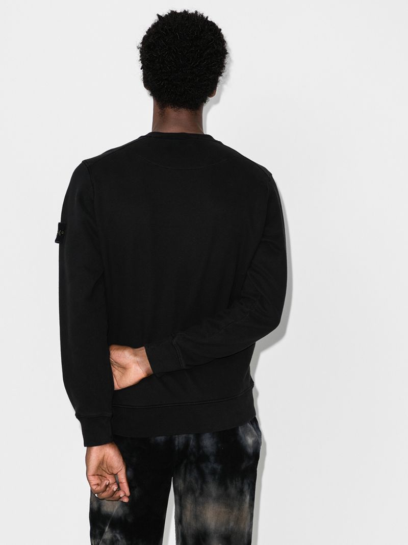 Black Crew Neck Cotton Sweatshirt