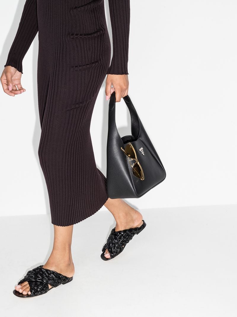 Black Bv Board Leather Sandals