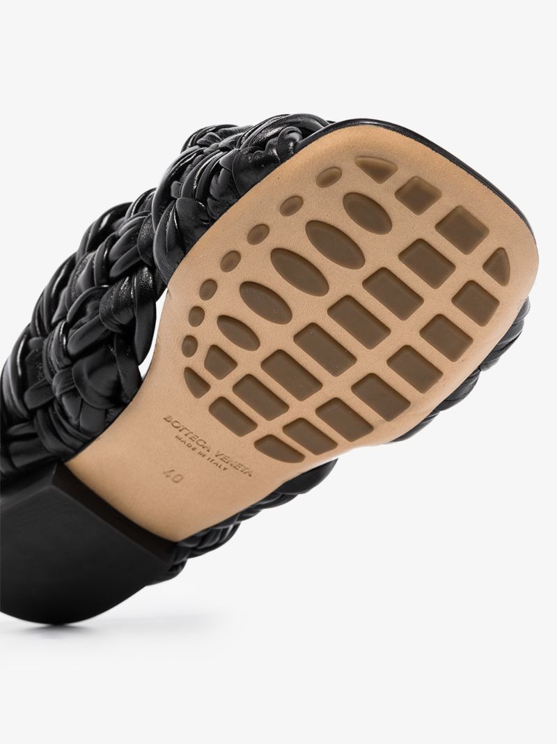 Black Bv Board Leather Sandals