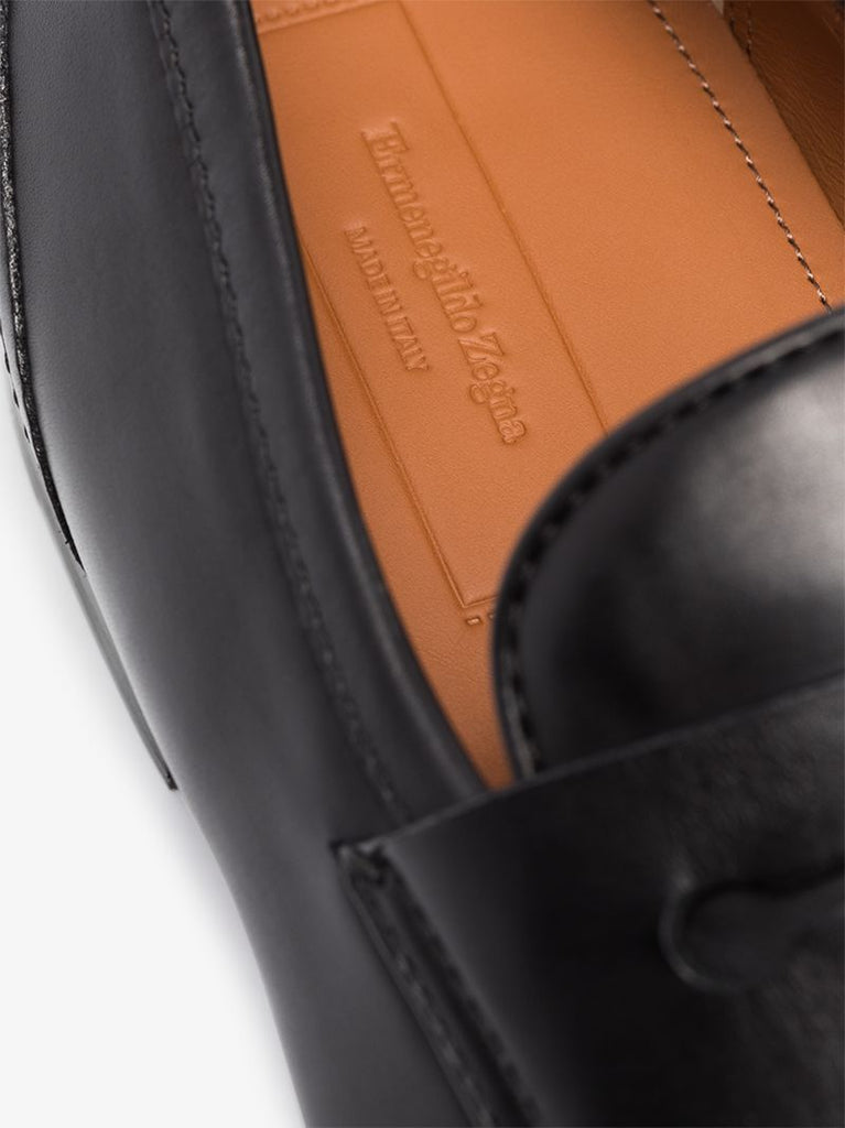Black Leather Penny Loafers