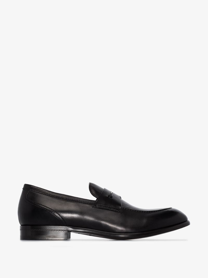 Black Leather Penny Loafers