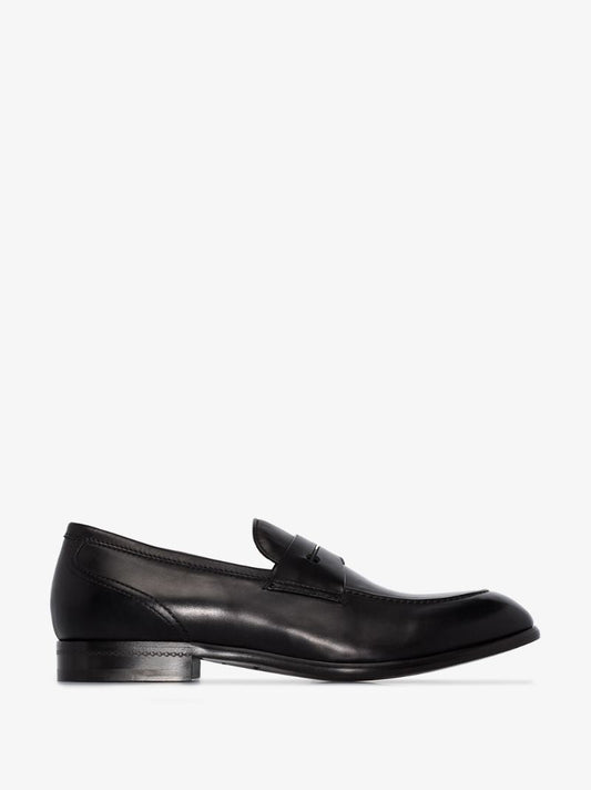 Black Leather Penny Loafers