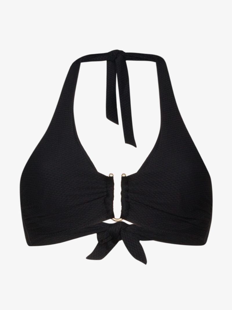 Black Core Halterneck Ring Bikini Top