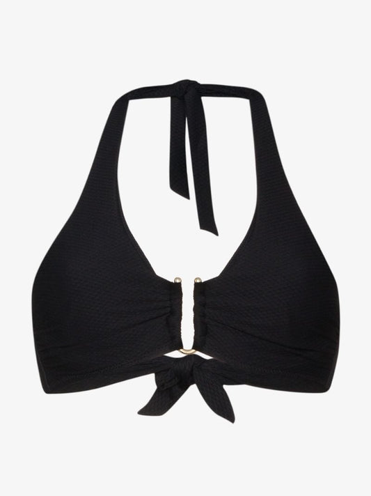 Black Core Halterneck Ring Bikini Top