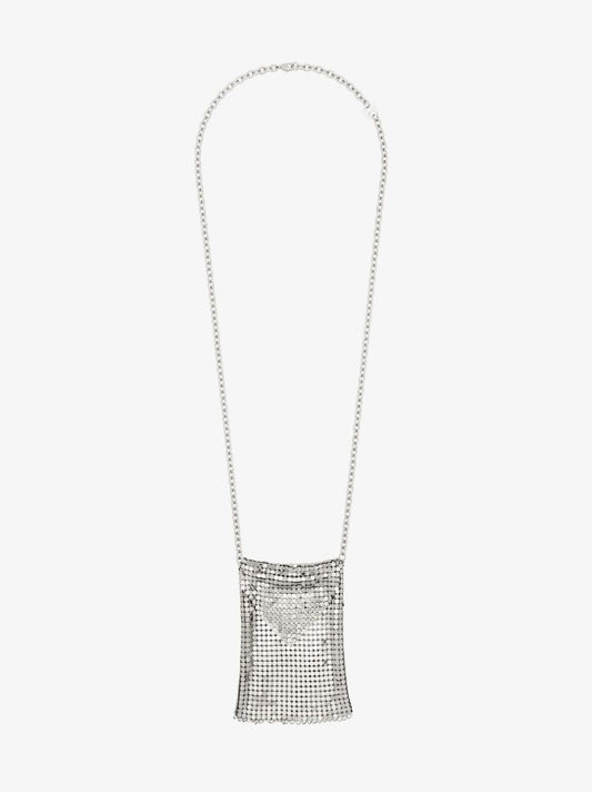 Silver Tone Chain Mail Pendant Necklace
