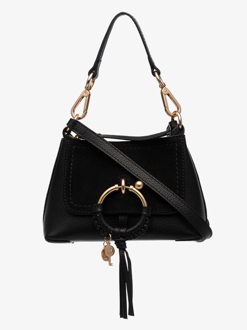 Black Mini Joan Leather Cross Body Bag