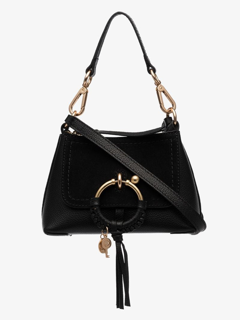 Black Mini Joan Leather Cross Body Bag