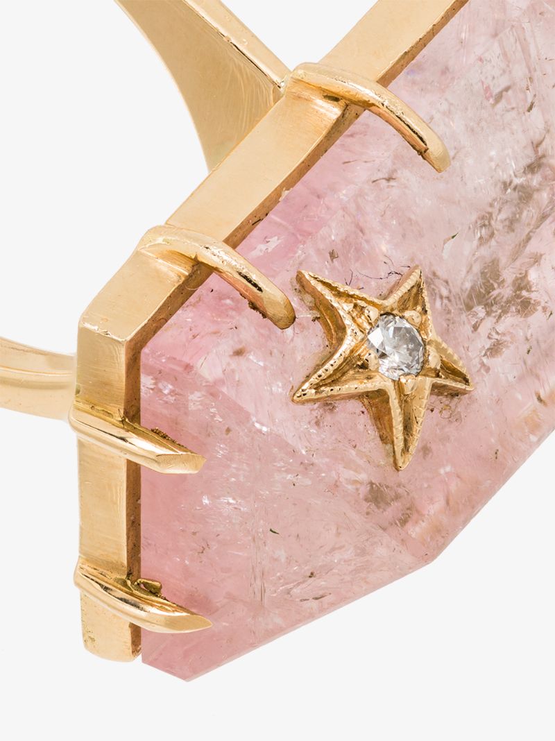 18k Yellow Gold Rose Quartz Diamond Ring