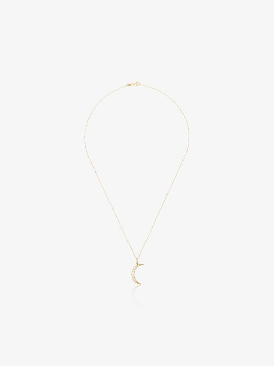 18k Yellow Gold Crescent Moon Diamond Necklace