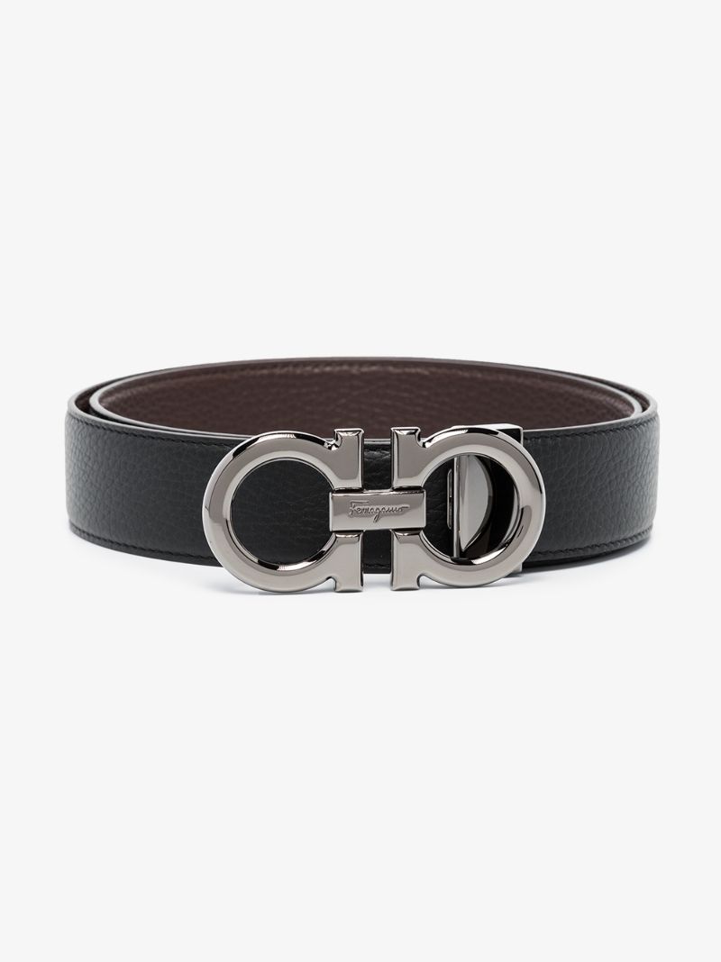 Black Gancini Reversible Leather Belt