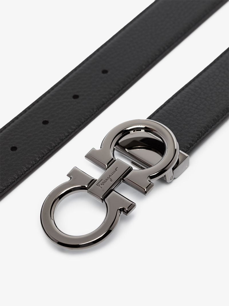 Black Gancini Reversible Leather Belt