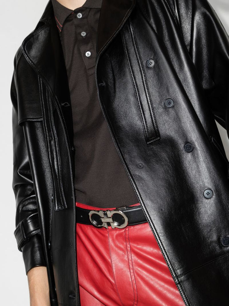 Black and Brown Gancini Reversible Leather Belt