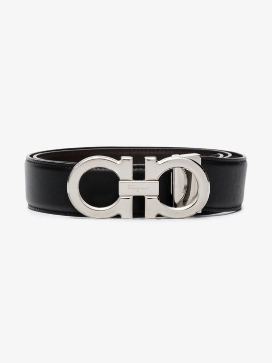 Black and Brown Gancini Reversible Leather Belt
