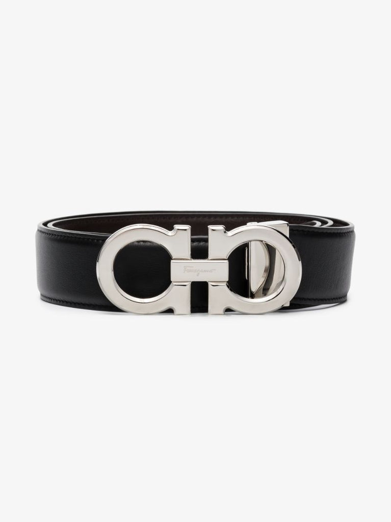 Black and Brown Gancini Reversible Leather Belt