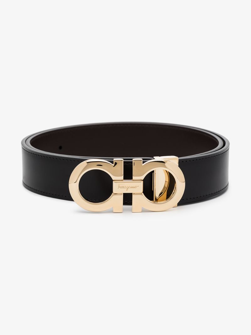 Black Gancini Reversible Leather Belt