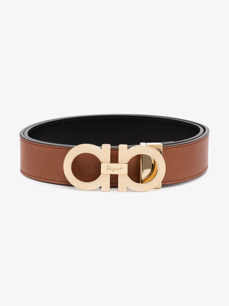 Brown Gancini Reversible Leather Belt