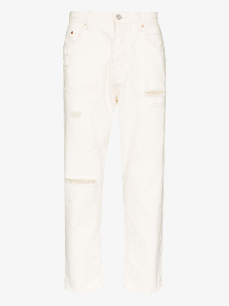 P003 Distressed Tapered Leg Jeans