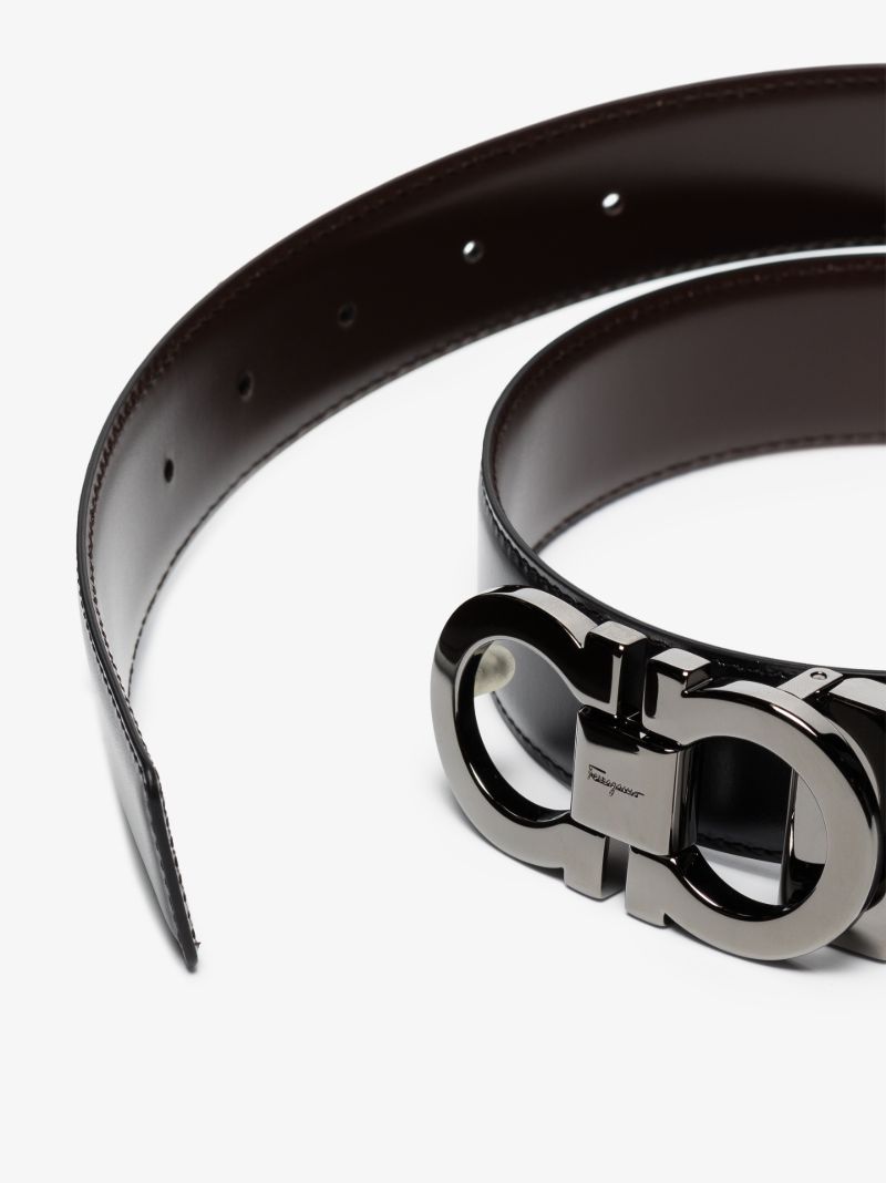Black and Brown Gancini Reversible Leather Belt