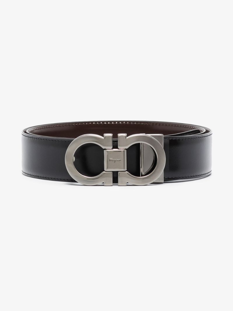 Black and Brown Gancini Reversible Leather Belt