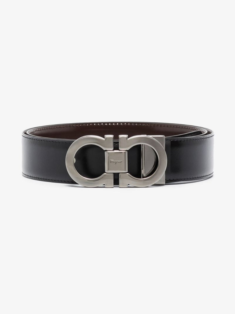 Black and Brown Gancini Reversible Leather Belt