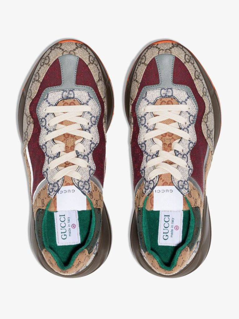 Brown Gg Rhyton Low Top Sneakers