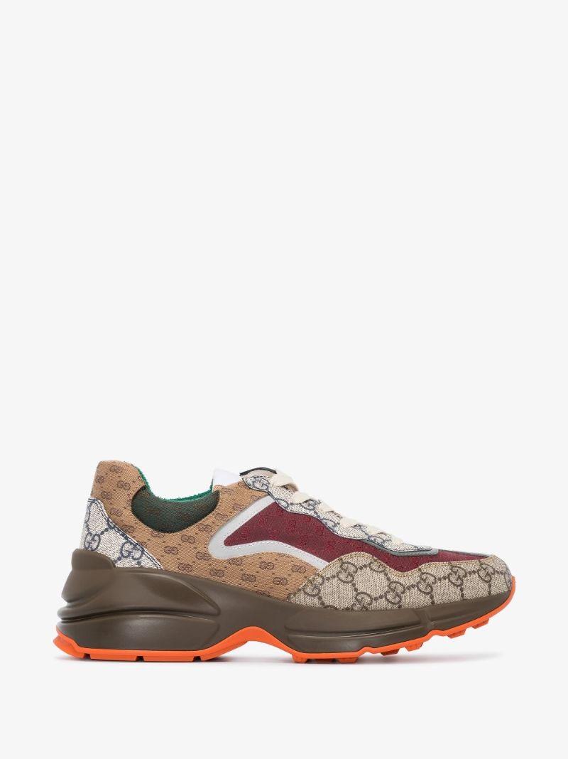 Brown Gg Rhyton Low Top Sneakers