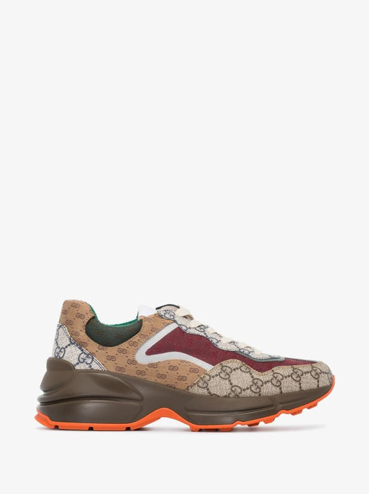Brown Gg Rhyton Low Top Sneakers