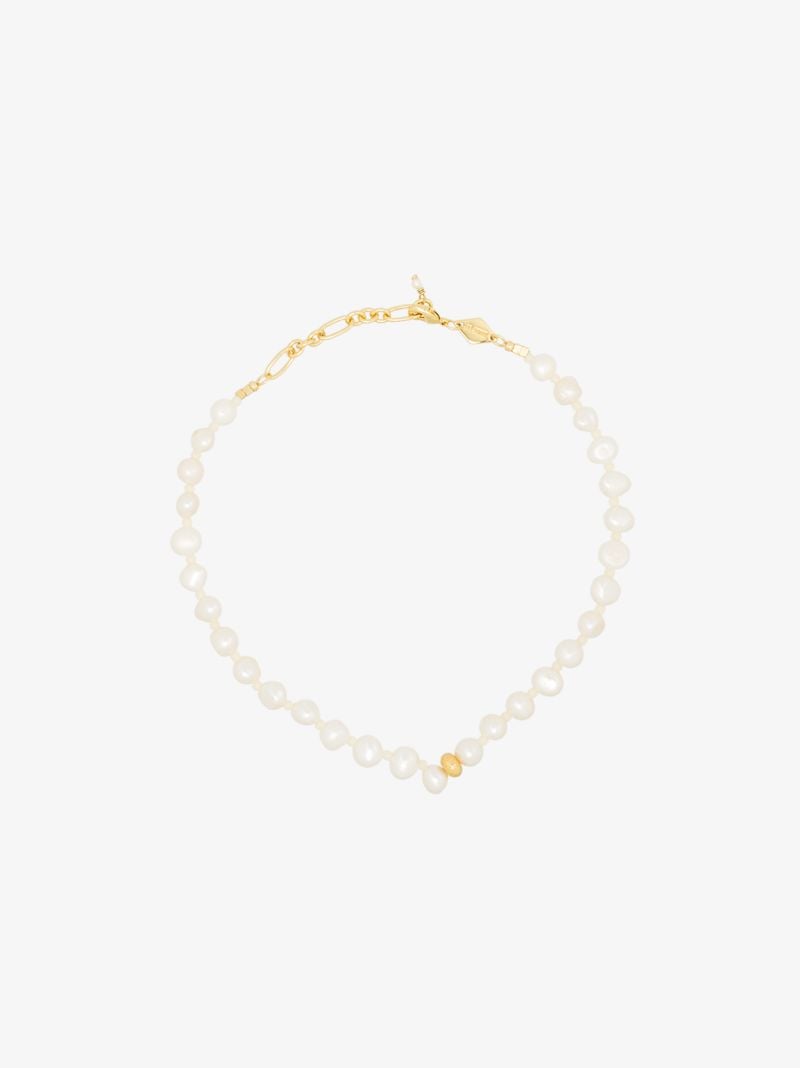 Gold-plated Stellar Pearl Beaded Anklet