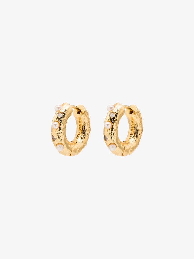 Gold-plated Pearl Hoop Earrings