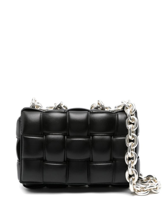Black the Chain Cassette Leather Shoulder Bag